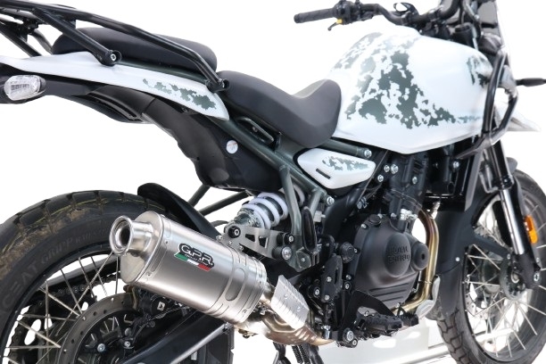 Esapament compatibil cuRoyal Enfield Himalayan 450 2024 Evacuare slip-on omologata, inclusiv db killer detașabil și conductă de legătură,Dune Triovale Titanio