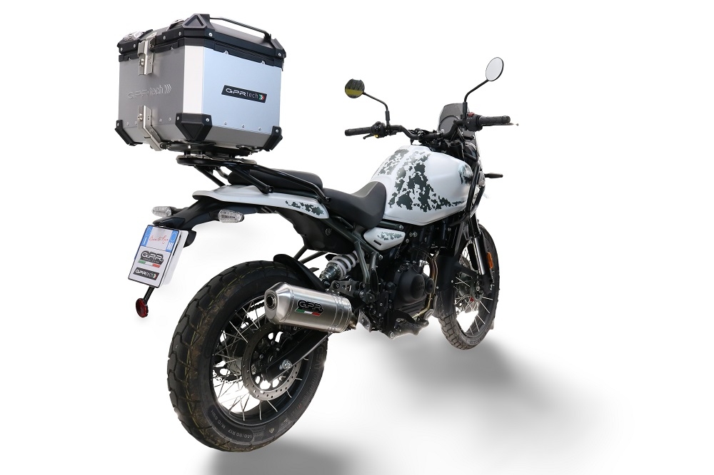 Top case GPR TECH  Royal Enfield Himalayan 450 2024/2025 e5 Plus Zilver Topcase din aluminiu, culoare argintie, cu placă specifică inclusă Capacitate 35 litri.