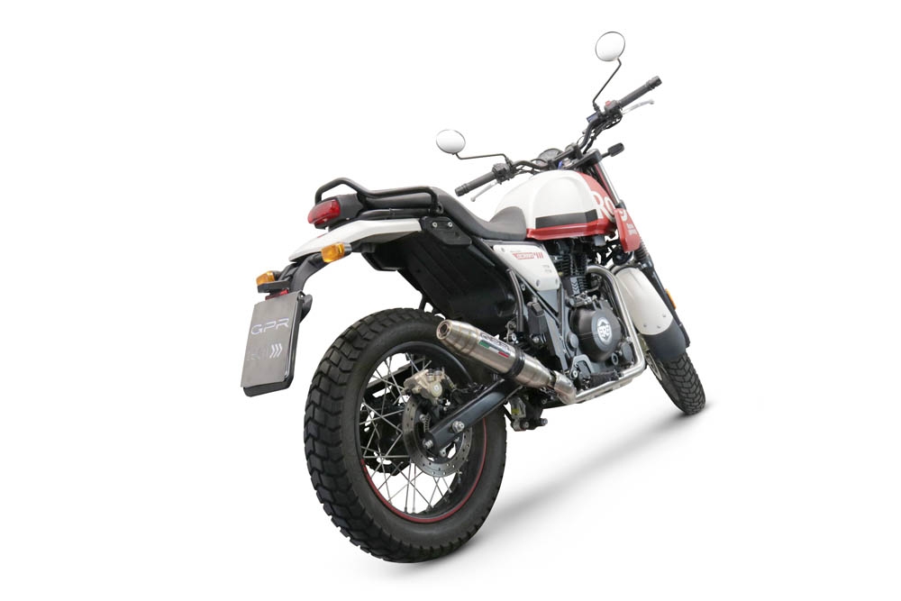Esapament GPR compatibil cu Royal Enfield Scram 411 2022 Evacuare slip-on de curse, inclusiv cot de legătură,Deeptone Inox