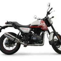 Esapament GPR compatibil cu Royal Enfield Scram 411 2022 Evacuare slip-on omologata, inclusiv db killer detașabil, cot de legătură și catalizator,Satinox 