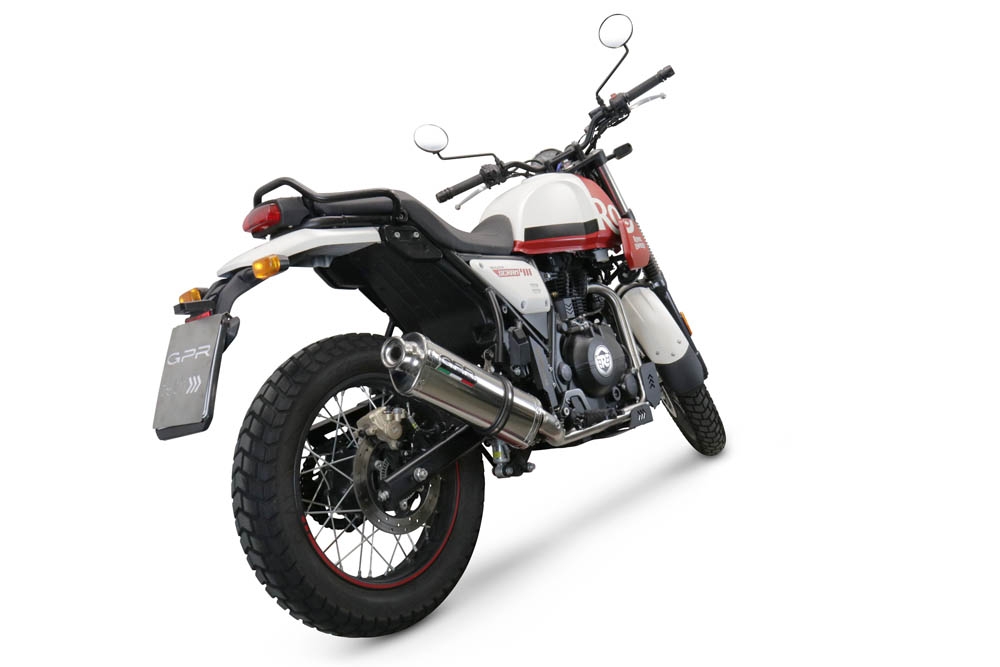 Esapament GPR compatibil cu Royal Enfield Scram 411 2022 Evacuare slip-on omologata, inclusiv db killer detașabil, cot de legătură și catalizator,Trioval