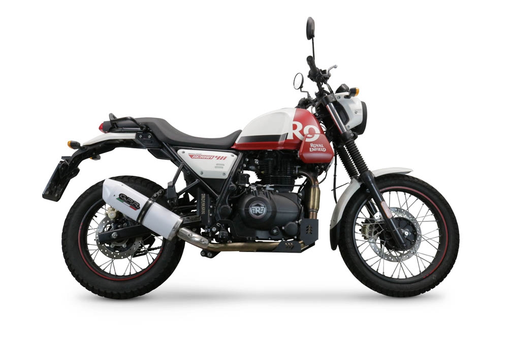 Esapament GPR compatibil cu Royal Enfield Scram 411 2022 Evacuare slip-on omologata, inclusiv db killer detașabil, cot de legătură și catalizator,Albus Evo4