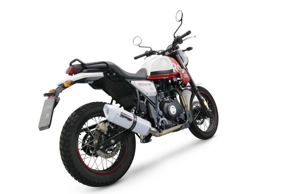 Esapament GPR compatibil cu Royal Enfield Scram 411 2022 Evacuare slip-on omologata, inclusiv db killer detașabil, cot de legătură și catalizator,Albus Evo4