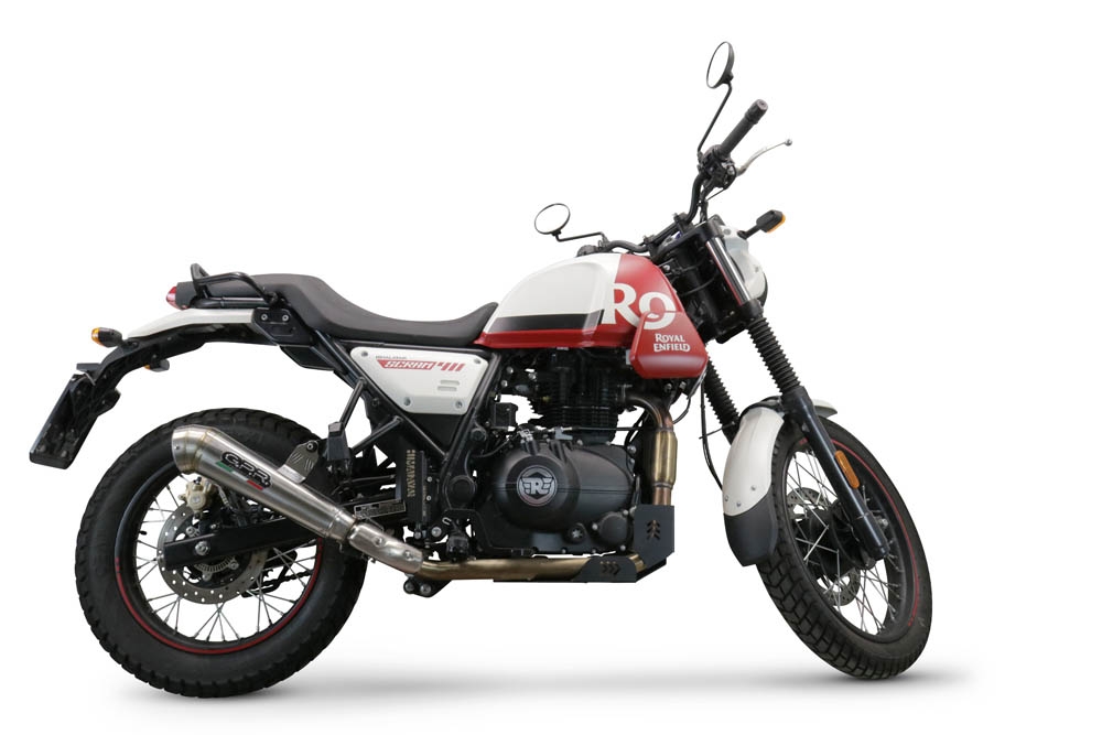 Exhaust compatible with Royal Enfield Scram 411 2022-2024, Powercone Evo, Homologated legal slip-on exhaust including removable db killer, link pipe and catalyst