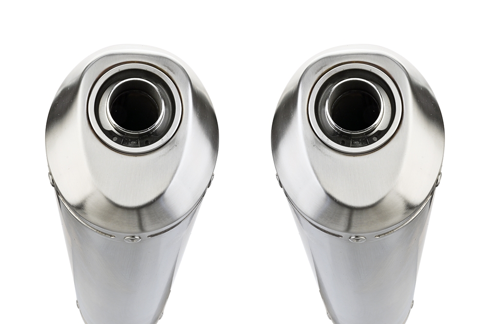 Exhaust compatible with Aprilia Etv Caponord 1000 Rally 2001-2007, Satinox, Dual Homologated legal slip-on exhaust including removable db killers, link pipes and catalysts