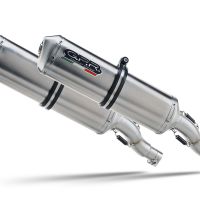 Exhaust compatible with Aprilia Etv Caponord 1000 Rally 2001-2007, Satinox, Dual Homologated legal slip-on exhaust including removable db killers, link pipes and catalysts