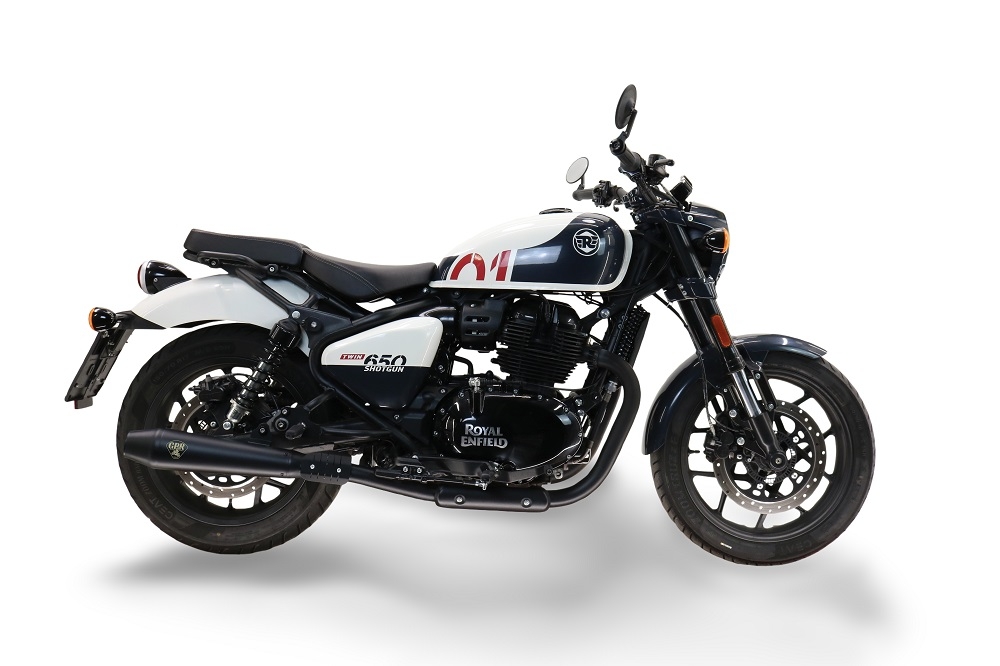 Esapament GPR compatibil cu Royal Enfield Shotgun 650 2024 Evacuare cu dublă omologare legală, inclusiv db killer detașabile, coturi de legătură și catalizatori,Ultracone Black