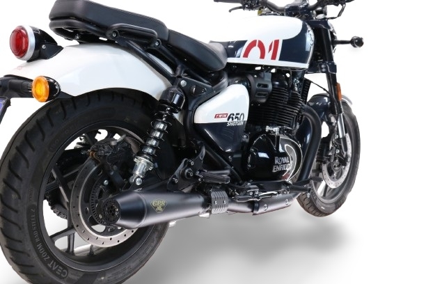 Esapament GPR compatibil cu Royal Enfield Shotgun 650 2024 Evacuare cu dublă omologare legală, inclusiv db killer detașabile, coturi de legătură și catalizatori,Ultracone Black