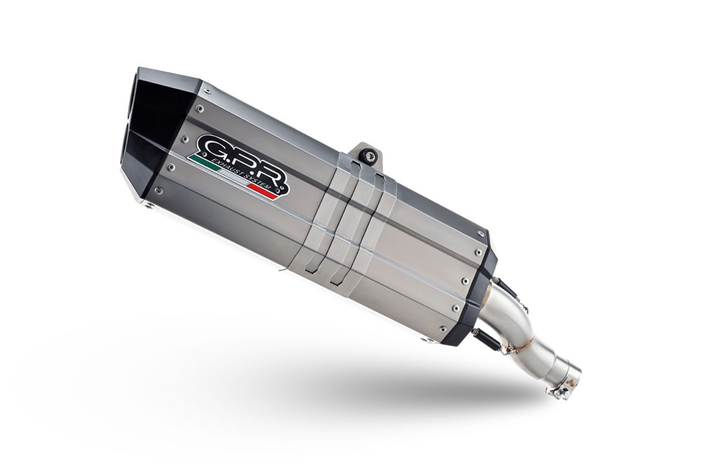 Exhaust compatible with Bmw F 800 Gs 2016-2018, Hyper Sonic Titanium, Homologated legal slip-on exhaust including removable db killer and link pipe