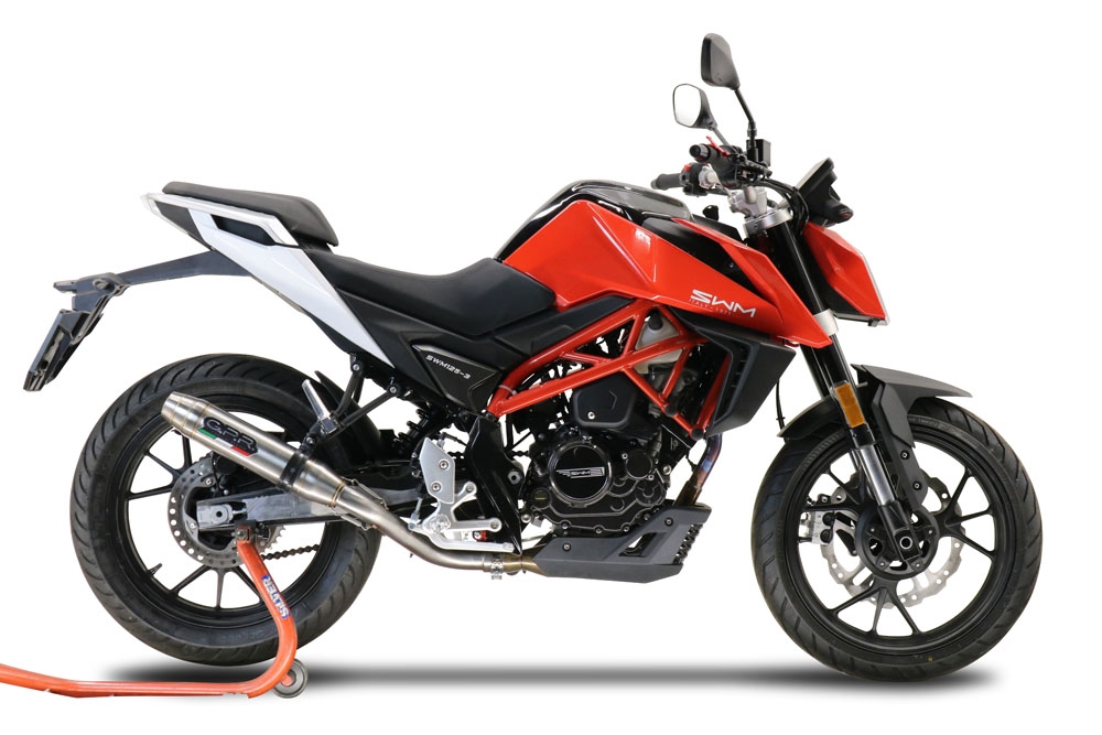 GPR exhaust compatible with Swm Motorcycles Hoku 125 2022-2024, Deeptone Inox, Homologated legal slip-on exhaust including removable db killer and link pipe 