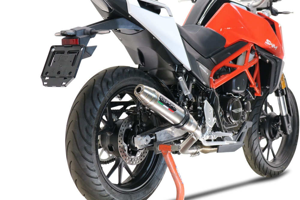GPR exhaust compatible with Swm Motorcycles Hoku 125 2022-2024, Deeptone Inox, Homologated legal slip-on exhaust including removable db killer and link pipe 