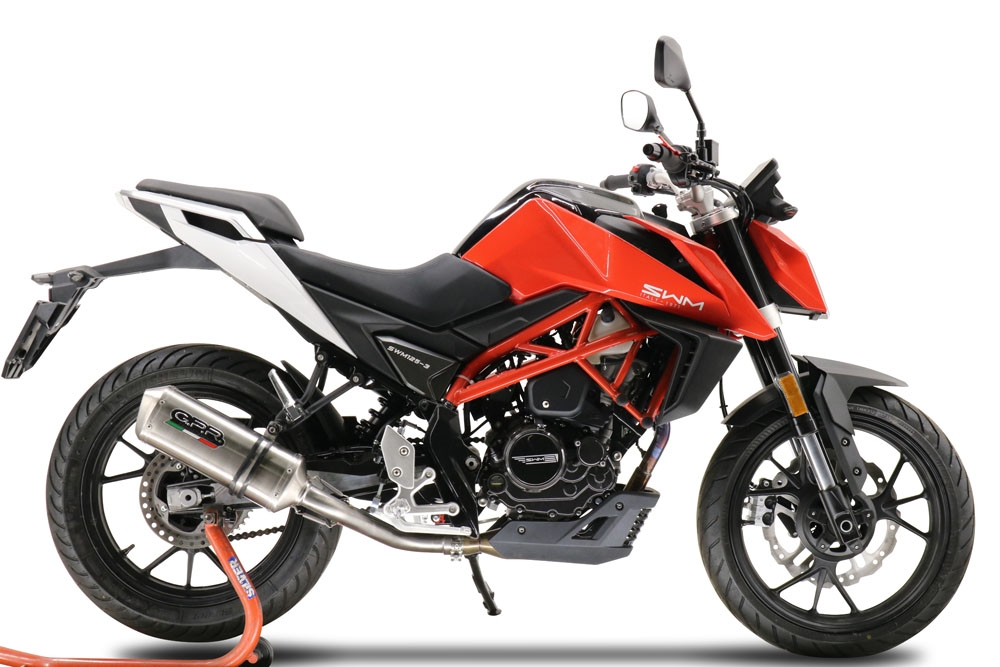 GPR exhaust compatible with Swm Motorcycles Hoku 125 2022-2024, Satinox , Homologated legal slip-on exhaust including removable db killer and link pipe 