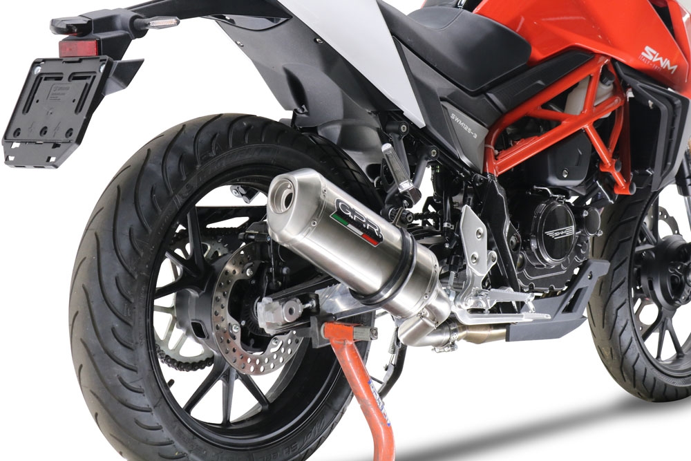 GPR exhaust compatible with Swm Motorcycles Hoku 125 2022-2024, Satinox , Homologated legal slip-on exhaust including removable db killer and link pipe 