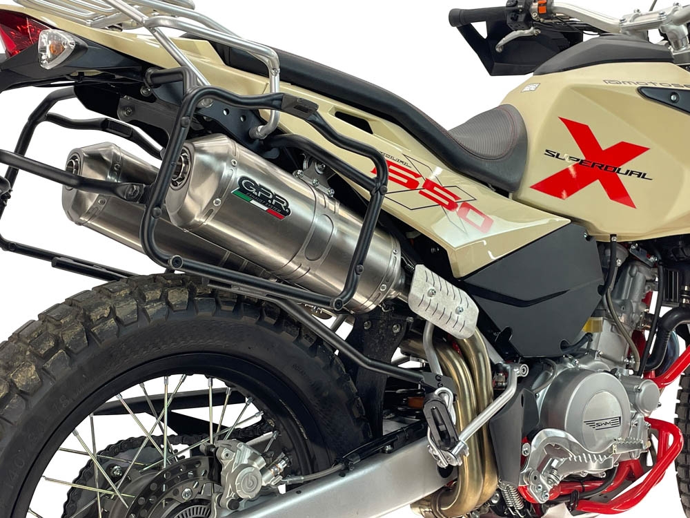 GPR exhaust compatible with Swm Motorcycles Superdual 600 T 2023-2024, Satinox , Dual Homologated legal slip-on exhaust including removable db killers and link pipes 