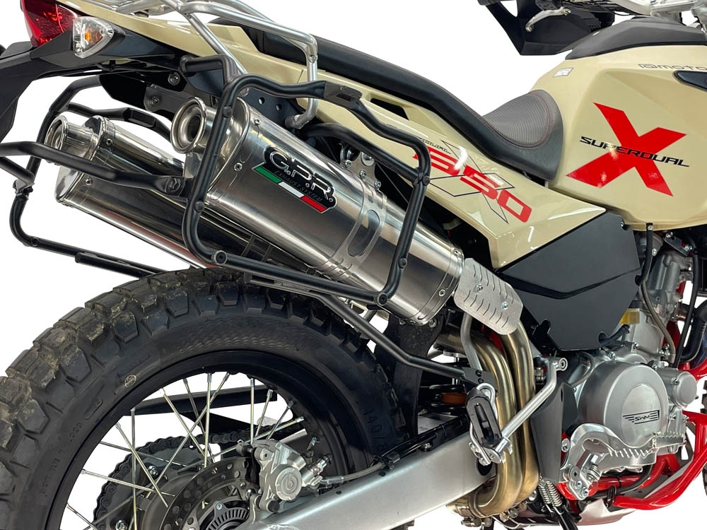 GPR exhaust compatible with Swm Motorcycles Superdual 600 T 2023-2024, Trioval, Dual Homologated legal slip-on exhaust including removable db killers and link pipes 