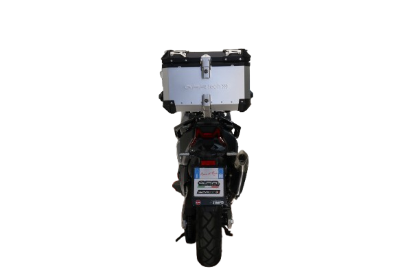 Top case GPR TECH  Sym ADX TG 400 2024/2026 e5 Plus Zilver Topcase din aluminiu, culoare argintie, cu placă specifică inclusă Capacitate 45 litri.