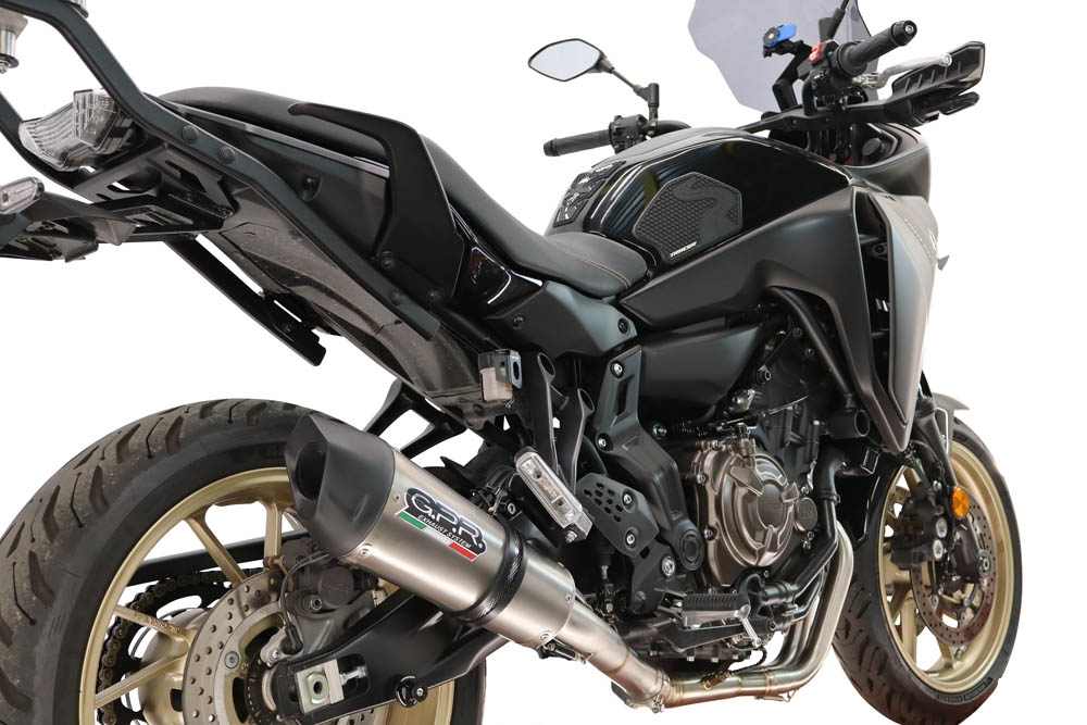 GPR exhaust compatible with Yamaha Tracer 700 2020-2021, New Grand Prix Evo Titanium, Homologated legal full system exhaust, including removable db killer and catalyst 