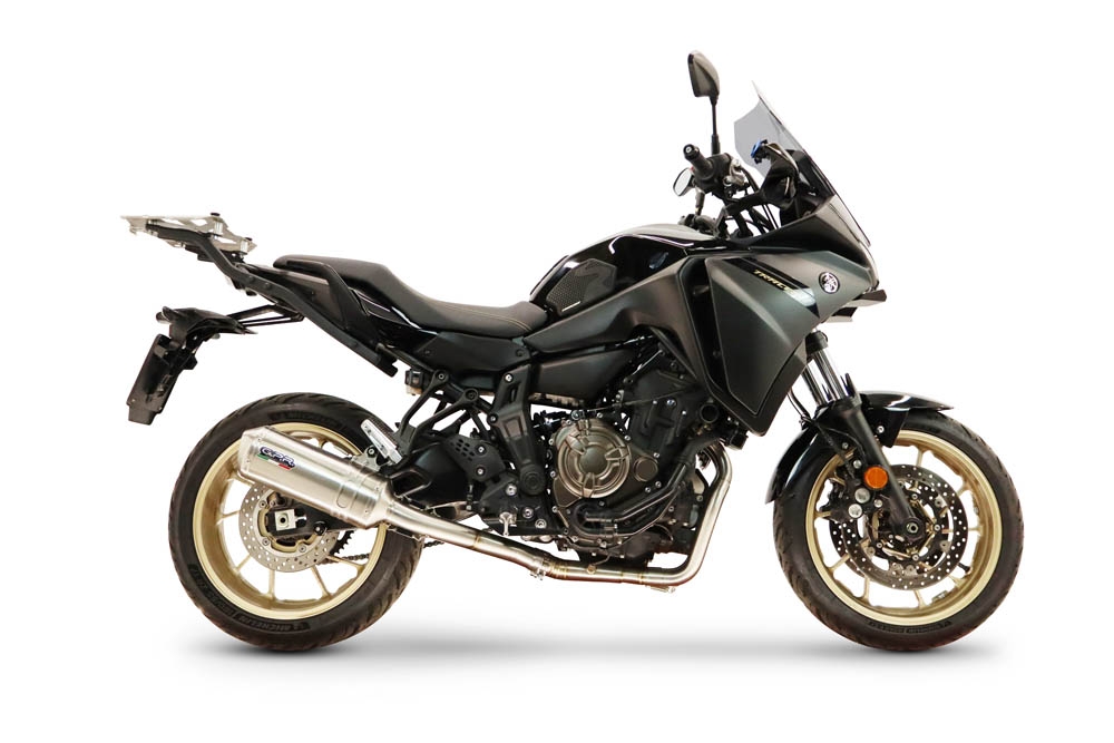 GPR exhaust compatible with Yamaha Tracer 7 GT 2020-2024, Satinox , full system exhaust legal for UK and non-EU countries including removable db killer 