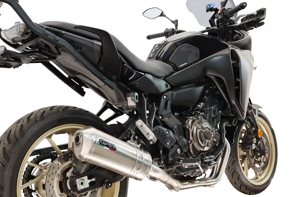 GPR exhaust compatible with Yamaha Tracer 7 GT 2020-2024, Satinox , full system exhaust legal for UK and non-EU countries including removable db killer 