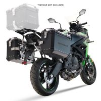 GPR TECH Uyumlu  Kawasaki Versys 650 2023/2024 e5 plus Zwart Pereche de cutii laterale din aluminiu, culoare neagră, cu suport specific pentru geantă Capacitate 38 litri + 38 litri.