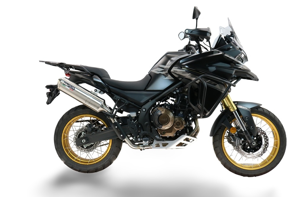 Esapament GPR compatibil cu Voge 625DSX 2024 Evacuare slip-on omologata, inclusiv db killer detașabil și cot de legătură,Satinox 