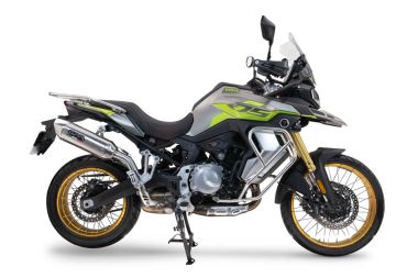 Exhaust compatible with Voge 900DSX 2024-2025, Furore-X Acciaio Inox, Homologated legal slip-on exhaust including removable db killer and link pipe
