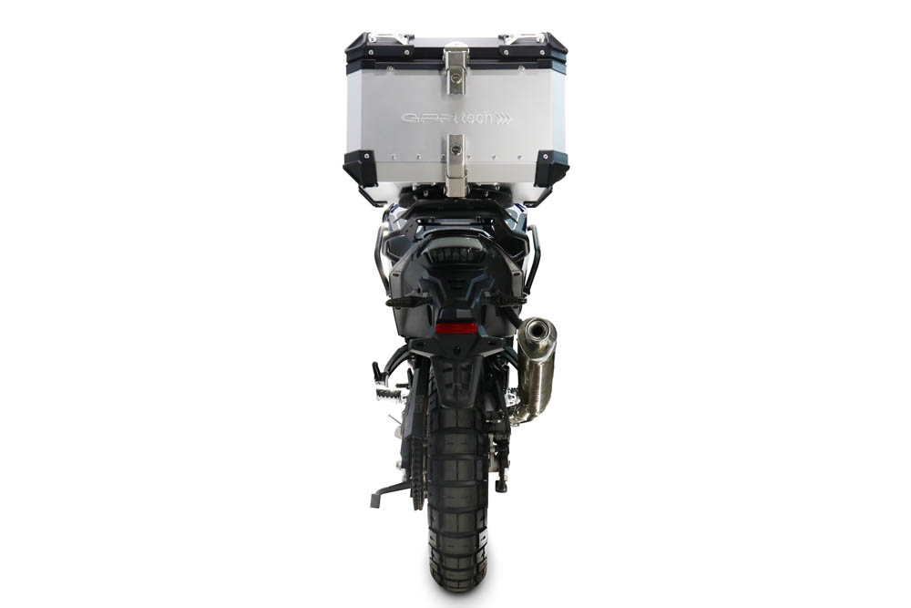 Top case GPR TECH  Voge DS 800 Rally 2025/2026 Zilver Topcase din aluminiu, culoare argintie, cu placă specifică inclusă Capacitate 45 litri.