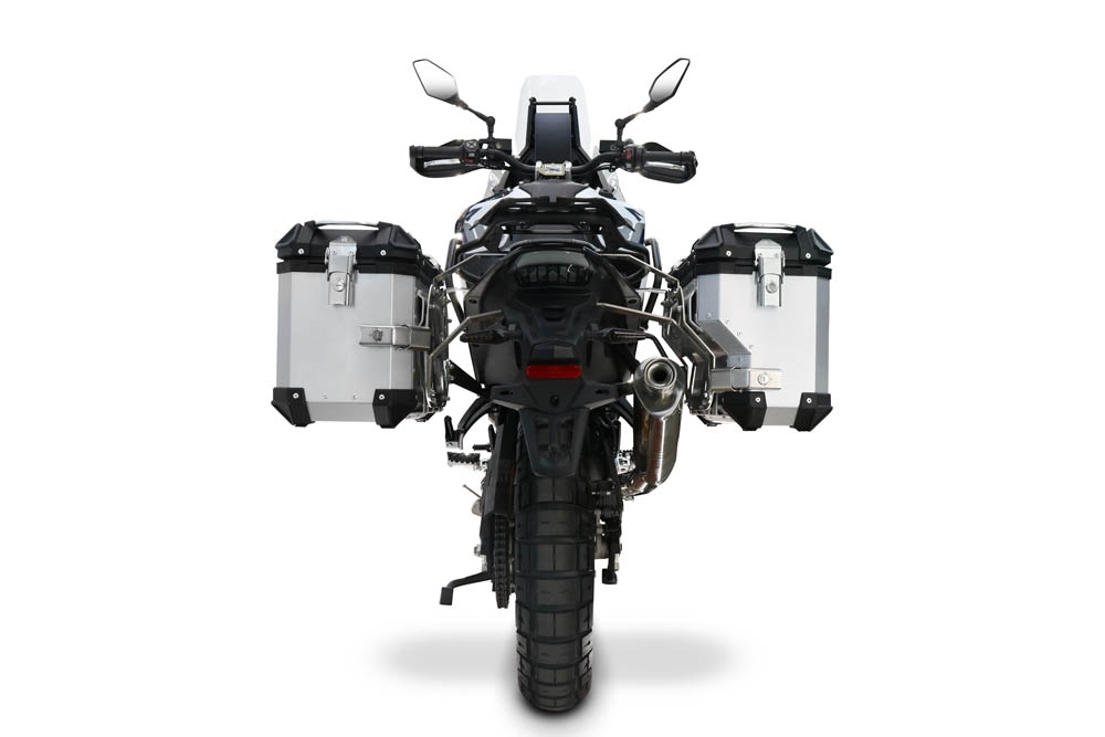 GPR TECH Uyumlu  Voge DS 800 Rally 2025/2026 Zilver Pereche de cutii laterale din aluminiu cu partea dreaptă conturată, culoare argintie, cu suport specific pentru geantă Capacitate 38 litri + 32 litri.