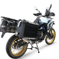 GPR TECH Uyumlu  Voge DS 800 Rally 2025/2026 Zwart Pereche de cutii laterale din aluminiu cu partea dreaptă conturată, culoare neagră, cu suport specific pentru geantă Capacitate 38 litri + 32 litri.