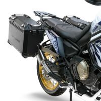 GPR TECH Uyumlu  Voge DS 800 Rally 2025/2026 Zwart Pereche de cutii laterale din aluminiu cu partea dreaptă conturată, culoare neagră, cu suport specific pentru geantă Capacitate 38 litri + 32 litri.