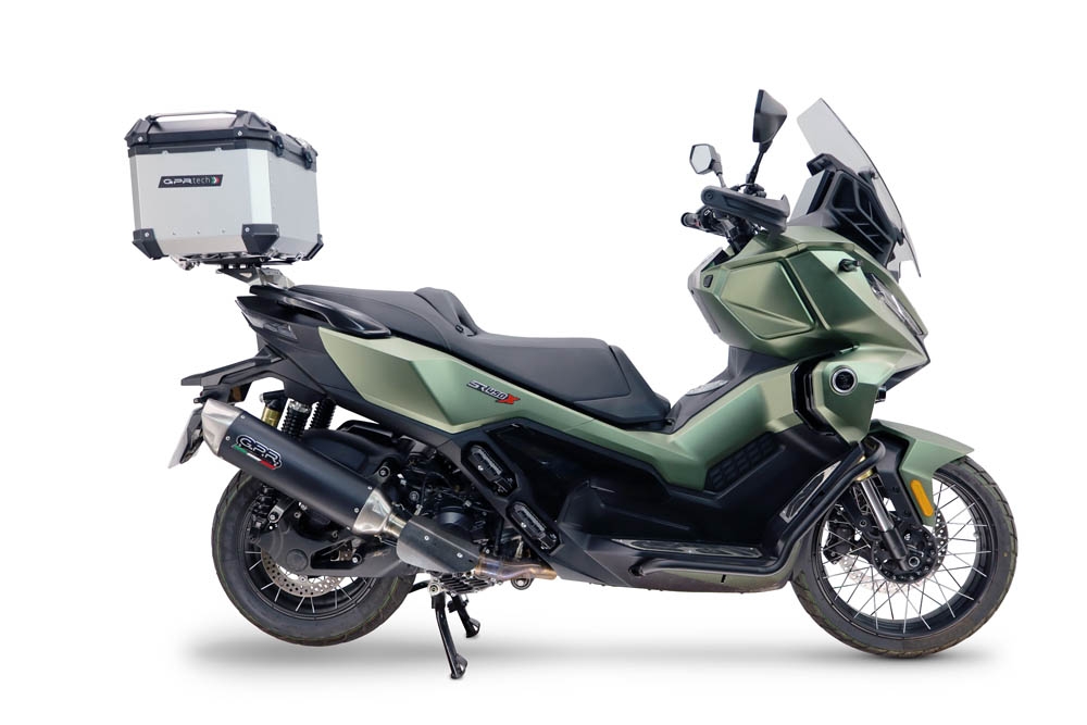 Top case GPR TECH  Voge SR 450 X 2026/2027 e5 plus Topcase din aluminiu, culoare argintie, inclusiv portbagaj și placă specifică Capacitate 35 litri.