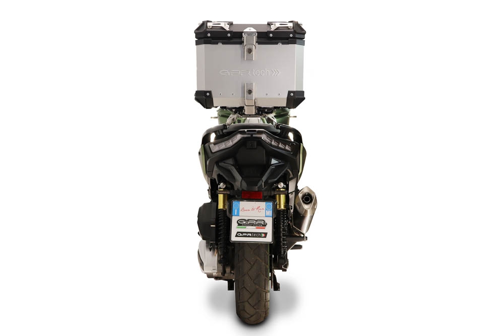 Top case GPR TECH  Voge SR 450 X 2026/2027 e5 plus Topcase din aluminiu, culoare argintie, inclusiv portbagaj și placă specifică Capacitate 26 litri.