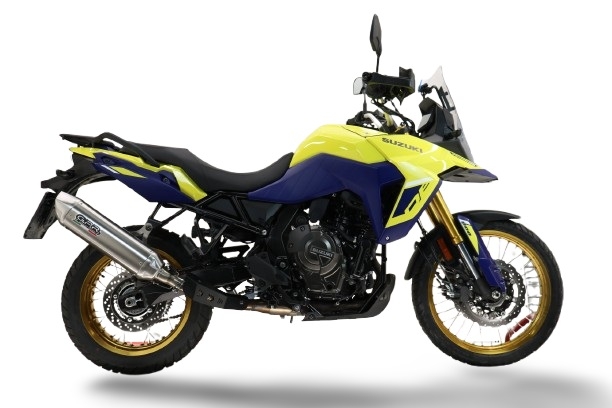 Exhaust compatible with Suzuki V-STROM DL 800 DE - SE 2023-2025, Furore-X Acciaio Inox, Homologated legal slip-on exhaust including removable db killer and link pipe
