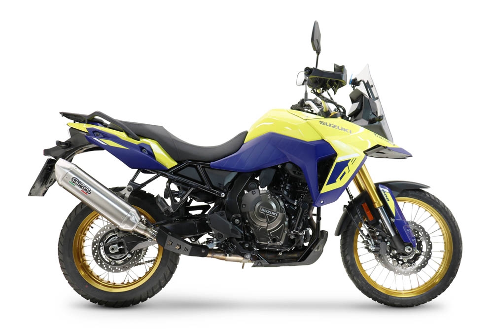 Exhaust compatible with Suzuki V-STROM DL 800 DE - SE 2023-2025, Furore-X Acciaio Inox, Homologated legal slip-on exhaust including removable db killer and link pipe