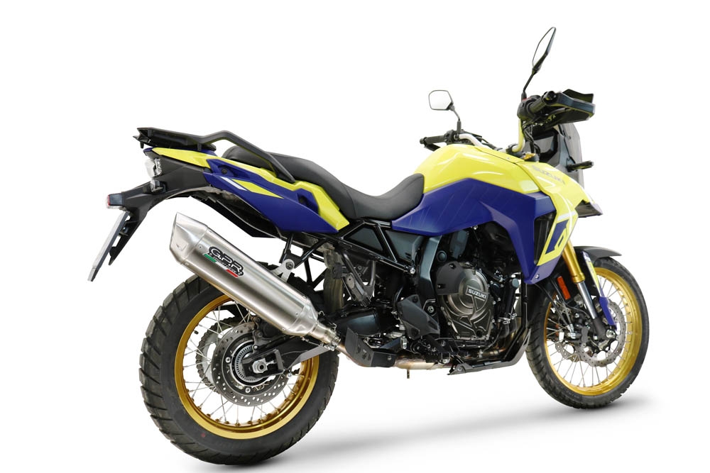 Exhaust compatible with Suzuki V-STROM DL 800 DE - SE 2023-2025, Furore-X Acciaio Inox, Homologated legal slip-on exhaust including removable db killer and link pipe
