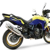 Exhaust compatible with Suzuki V-STROM DL 800 DE - SE 2023-2025, Furore-X Acciaio Inox, Homologated legal slip-on exhaust including removable db killer and link pipe