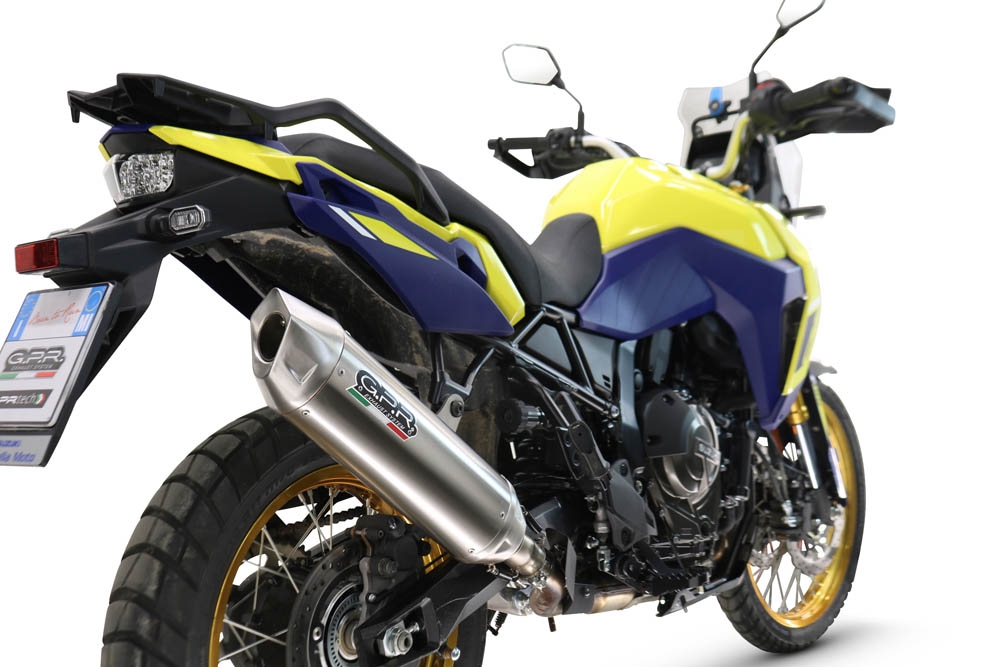 Exhaust compatible with Suzuki V-STROM DL 800 DE - SE 2023-2025, Furore-X Acciaio Inox, Homologated legal slip-on exhaust including removable db killer and link pipe