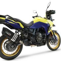 Exhaust compatible with Suzuki V-STROM DL 800 DE - SE 2023-2025, Hyper Sonic Black Titanium, Homologated legal slip-on exhaust including removable db killer and link pipe