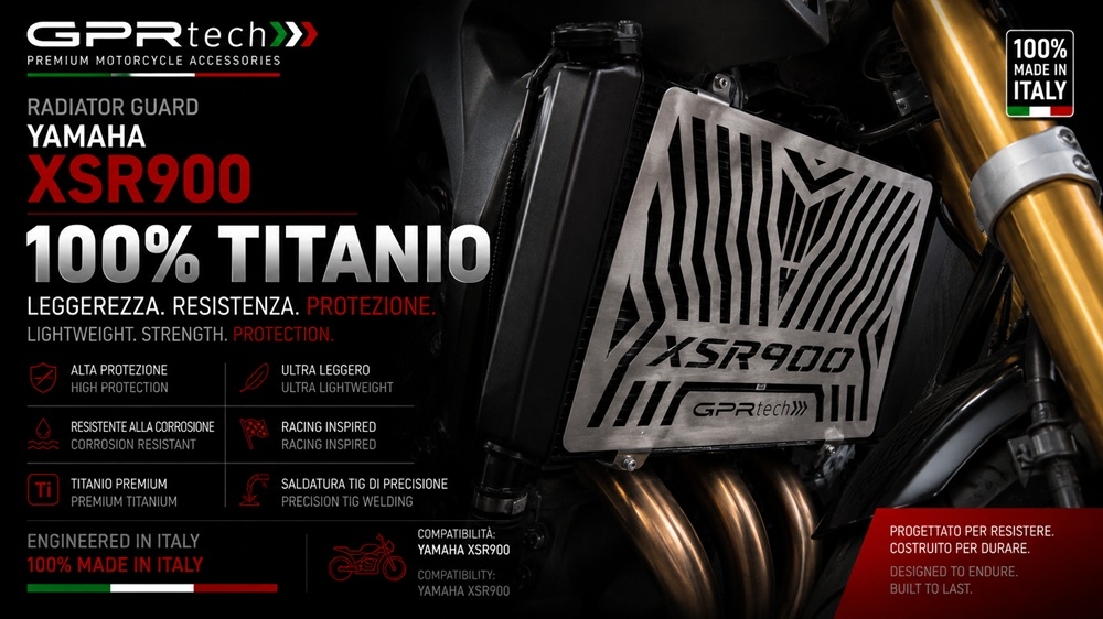 TECH ile uyumlu  Yamaha Xsr 900 2022/2024 e5 Protecție pentru radiator din titan 