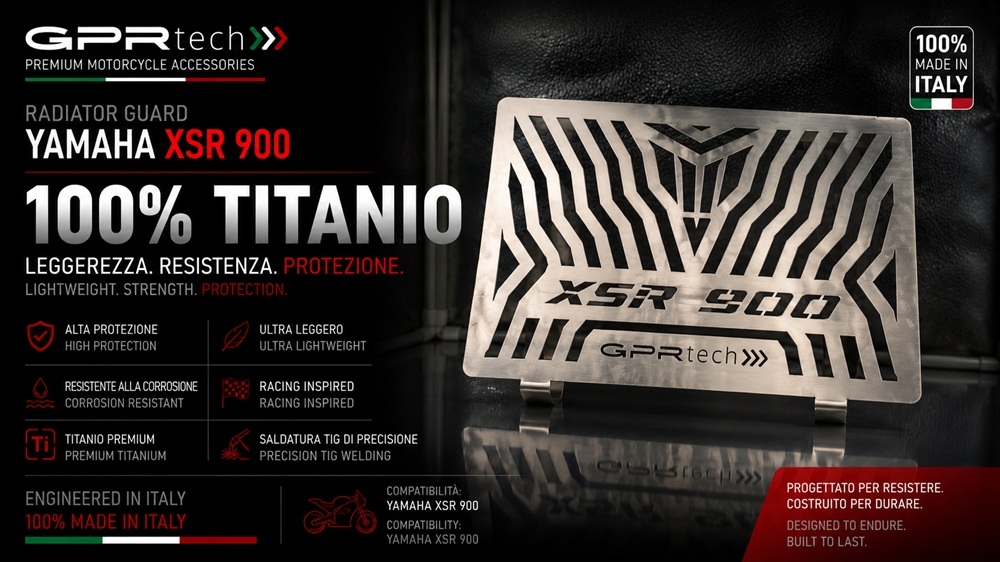 TECH ile uyumlu  Yamaha Xsr 900 2022/2024 e5 Protecție pentru radiator din titan 