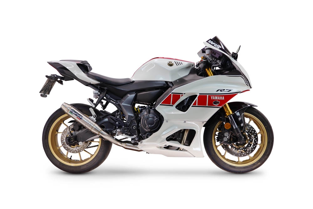 Esapament GPR compatibil cu Yamaha YZF R7 2021 Sistem complet de evacuare legal pentru țările din Marea Britanie și din afara UE, inclusiv db killer detașabil,Deeptone Inox