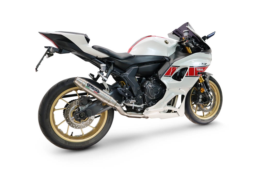 Esapament GPR compatibil cu Yamaha YZF R7 2021 Sistem complet de evacuare legal pentru țările din Marea Britanie și din afara UE, inclusiv db killer detașabil,Deeptone Inox