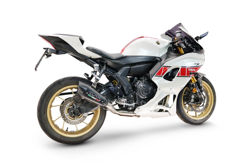 Esapament GPR compatibil cu Yamaha YZF R7 2021 Sistem complet de evacuare legal omologat, inclusiv db killer și catalizator detașabil,GP-Revo Black Titanium