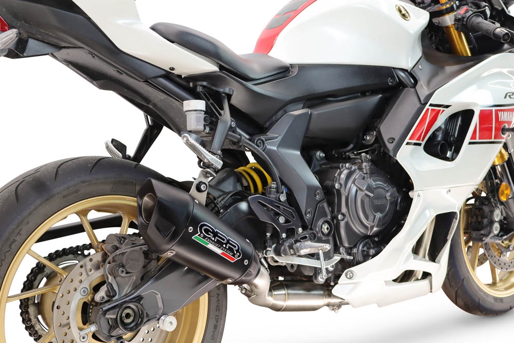 Esapament GPR compatibil cu Yamaha YZF R7 2021 Sistem complet de evacuare legal omologat, inclusiv db killer și catalizator detașabil,GP-Revo Black Titanium