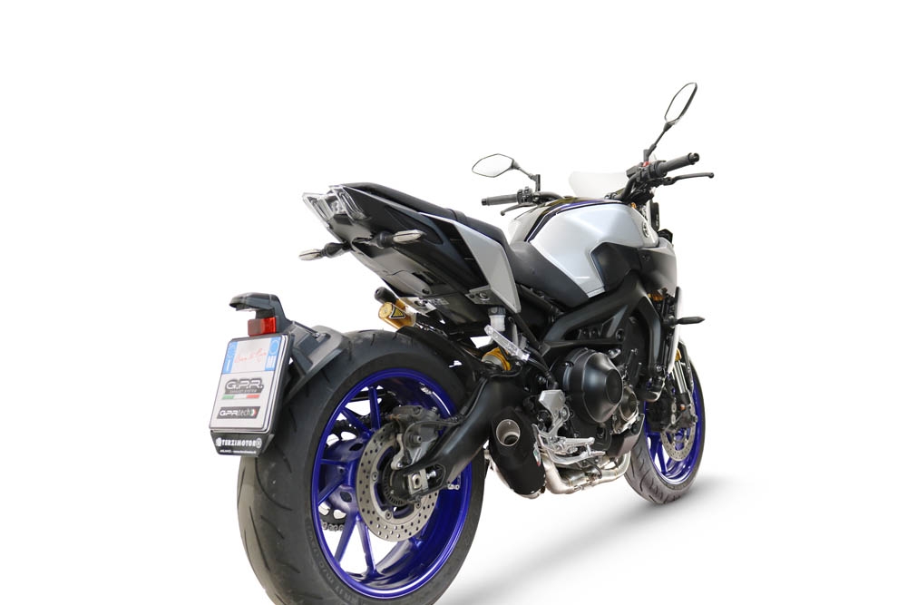 Esapament GPR compatibil cu Yamaha Mt-09 2014 Sistem de evacuare complet de curse, inclusiv db killer detașabil,GP-Revo Black Titanium