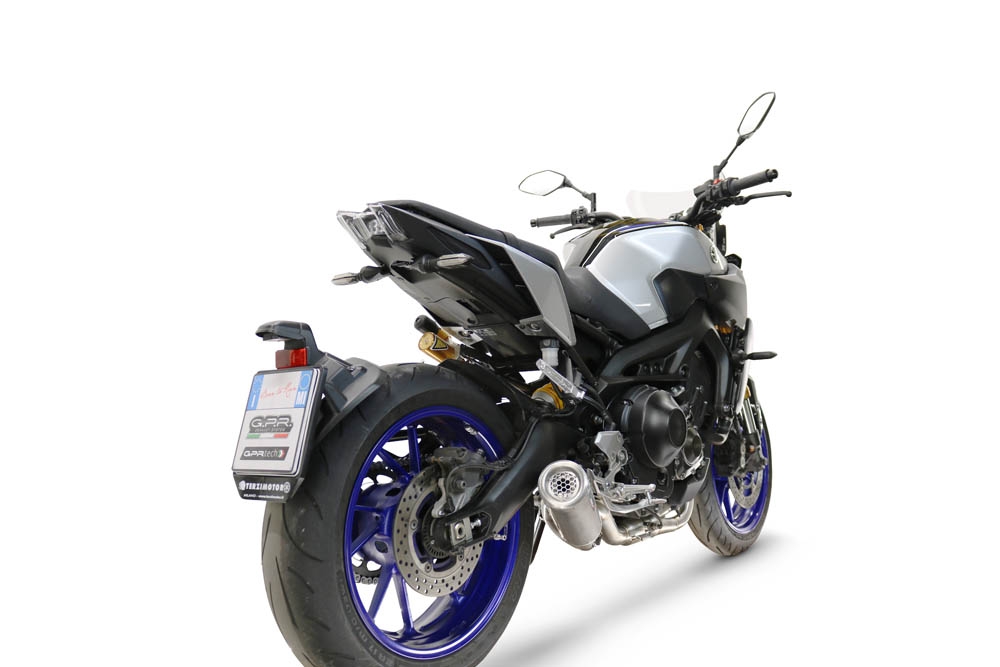 Esapament GPR compatibil cu Yamaha Mt-09 2014 Sistem complet de evacuare legal omologat, inclusiv db killer și catalizator detașabil,M3 Inox 