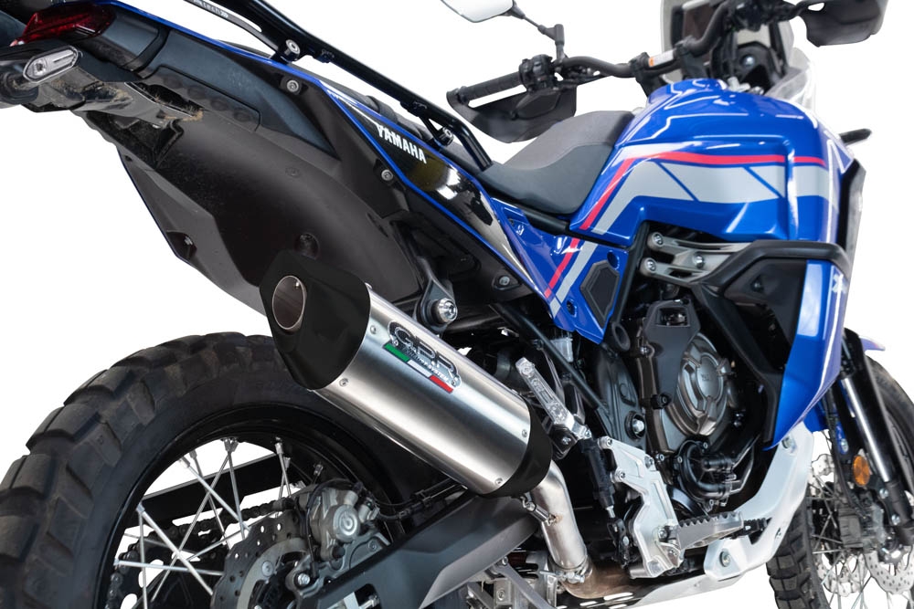Exhaust compatible with Yamaha Tenere 700 2024-2025, Furore-X Titanio, Homologated legal slip-on exhaust including removable db killer and link pipe