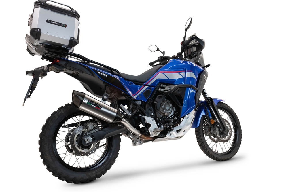 Exhaust compatible with Yamaha Tenere 700 2024-2025, Furore-X Titanio, Homologated legal slip-on exhaust including removable db killer and link pipe