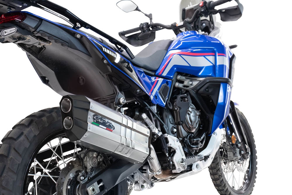 Exhaust compatible with Yamaha Tenere 700 2021-2024, Hyper Sonic Titanium, Homologated legal slip-on exhaust including removable db killer and link pipe