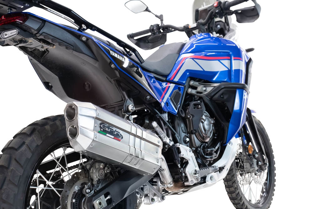 Esapament GPR compatibil cu Yamaha Tenere 700 2021 Evacuare slip-on omologata, inclusiv db killer detașabil și cot de legătură,Hyper Sonic Inox